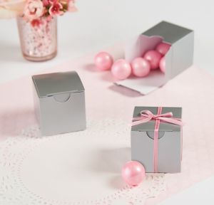 favor boxes silver square partycity