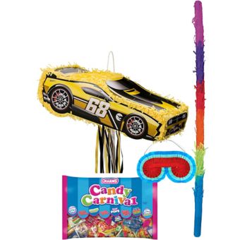 Pull String Yellow Race Car Pinata Kit - Hot Wheels - Party City