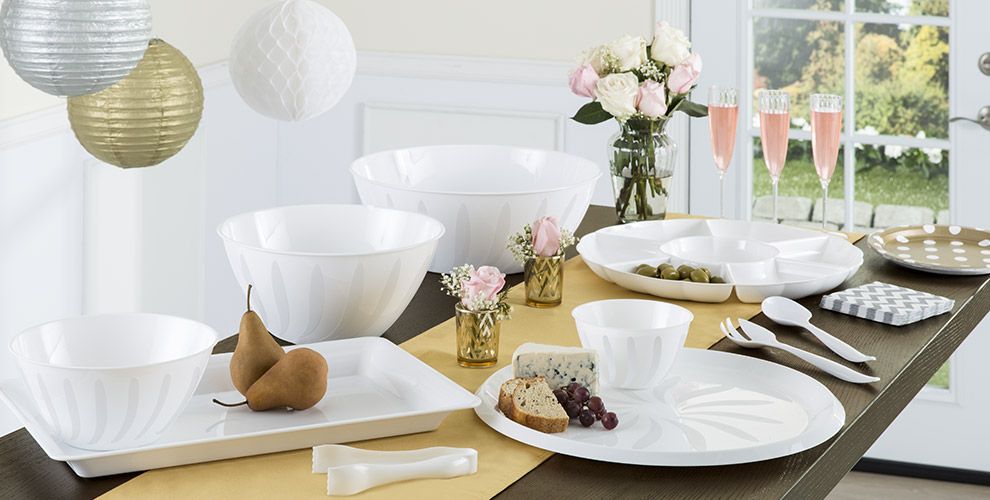 White Serving Trays, Bowls & Utensils Party City