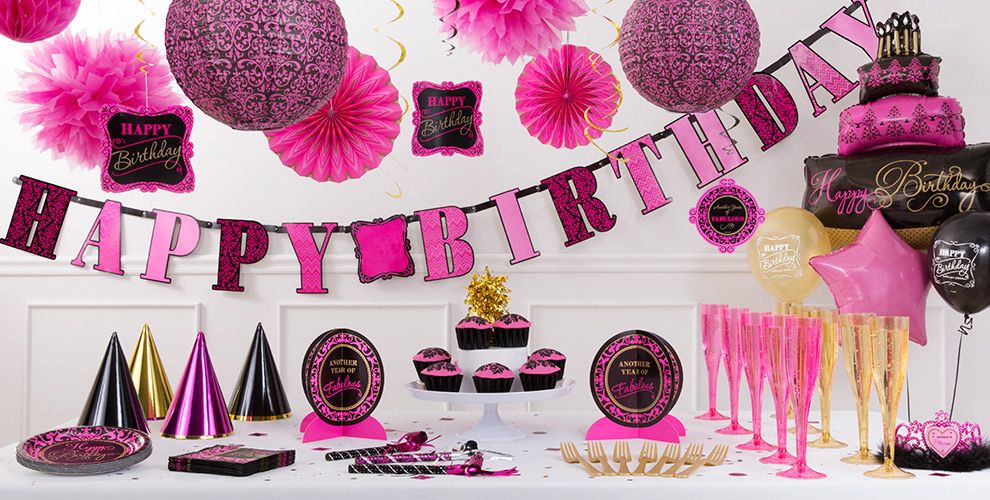 Damask Birthday Party Supplies Pink & Black Party Decorations Party