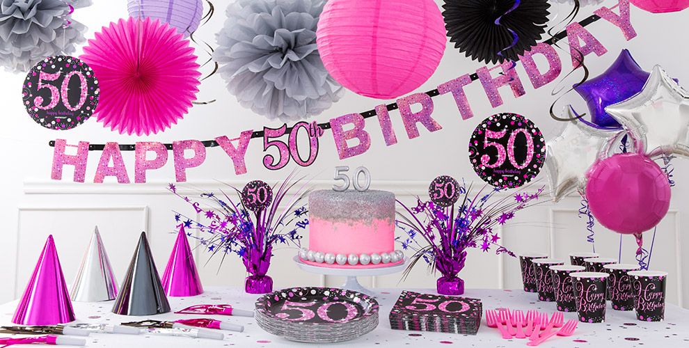 Pink Sparkling Celebration 50th Birthday Party Supplies | Party City