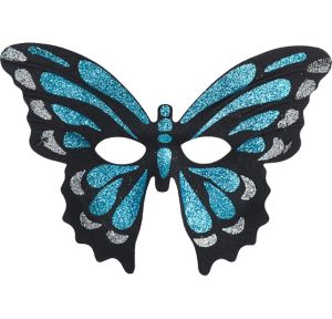 Glitter Blue Butterfly Mask 10in x 7in - Party City