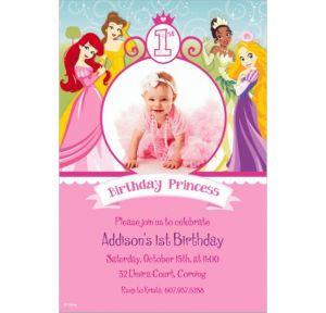 Custom Disney Princess 1st Birthday Photo Invitations - Party City