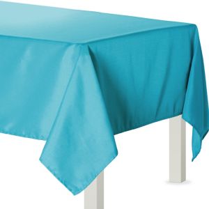 Caribbean Blue Fabric Tablecloth 60in x 84in - Party City