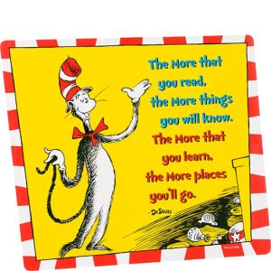 Cat in the Hat Reading Cutout 14 1/2in x 13 1/4in - Dr. Seuss - Party City