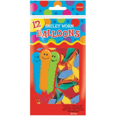 Smiley Worm Balloons 12ct - Party City