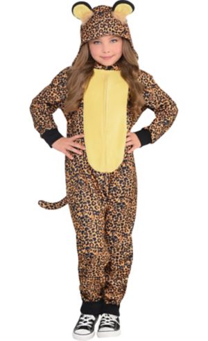 Girls Zipster Leopard One Piece Costume - Party City