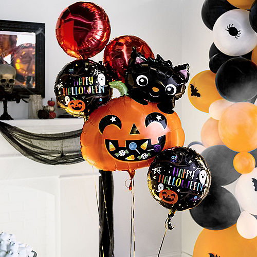 8 Piece Pack by Fright Night Link Product Halloween Boo Printed Orange And Black Party Balloons